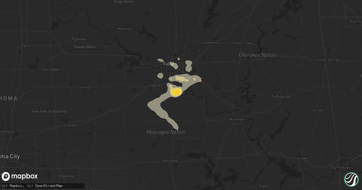 Hail map in Bixby, OK on July 4, 2024