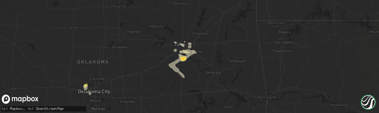 Hail map in Broken Arrow, OK on July 4, 2024