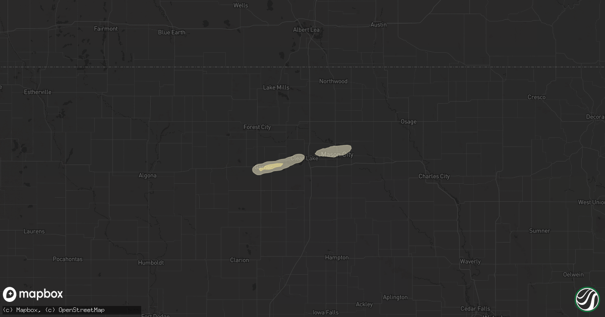 Hail map in Clear Lake, IA on July 4, 2024