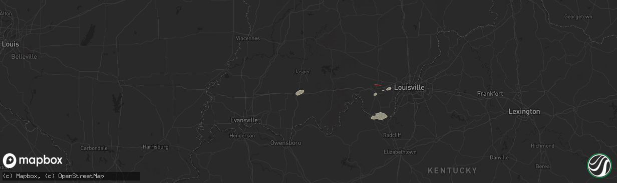 Hail map in Ferdinand, IN on July 4, 2024