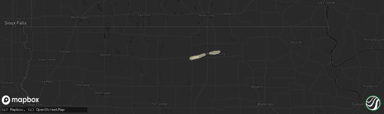 Hail map in Garner, IA on July 4, 2024