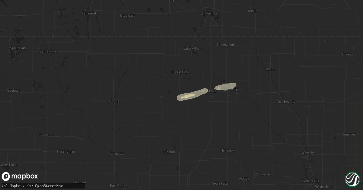 Hail map in Garner, IA on July 4, 2024