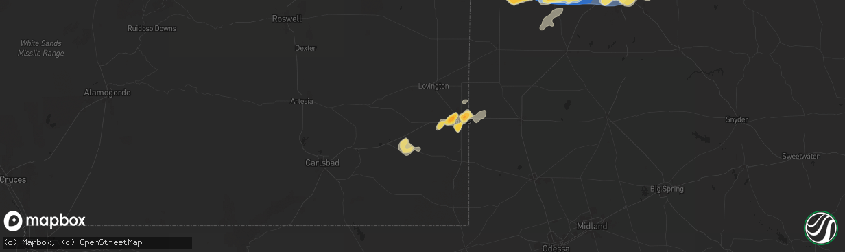 Hail map in Hobbs, NM on July 4, 2024