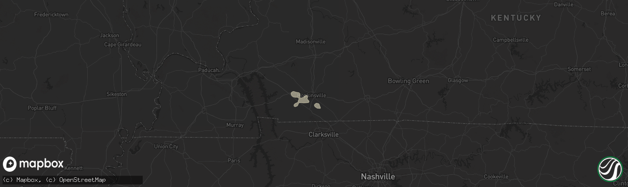 Hail map in Hopkinsville, KY on July 4, 2024