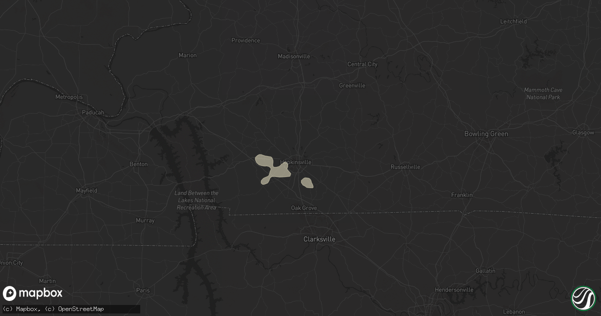 Hail map in Hopkinsville, KY on July 4, 2024