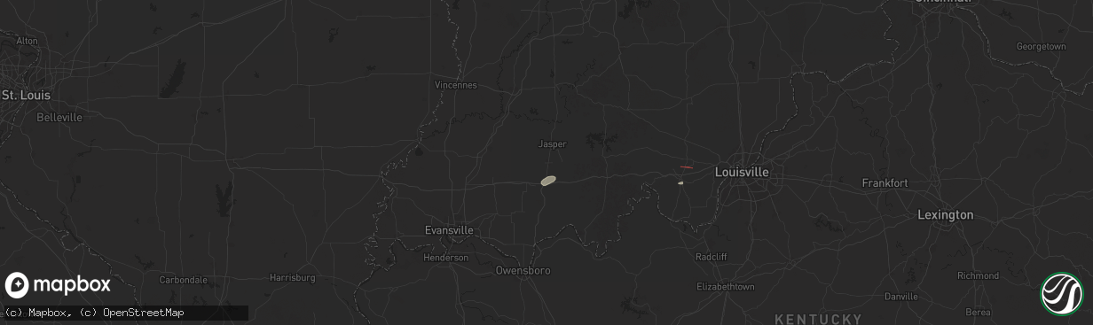 Hail map in Huntingburg, IN on July 4, 2024