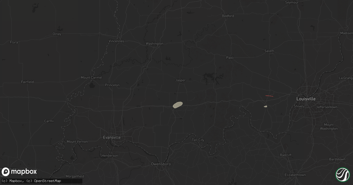 Hail map in Huntingburg, IN on July 4, 2024