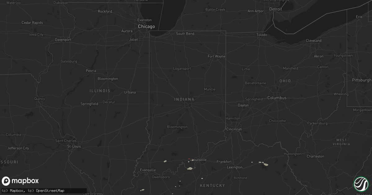 Hail map in Indiana on July 4, 2024