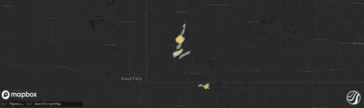 Hail map in Iona, MN on July 4, 2024