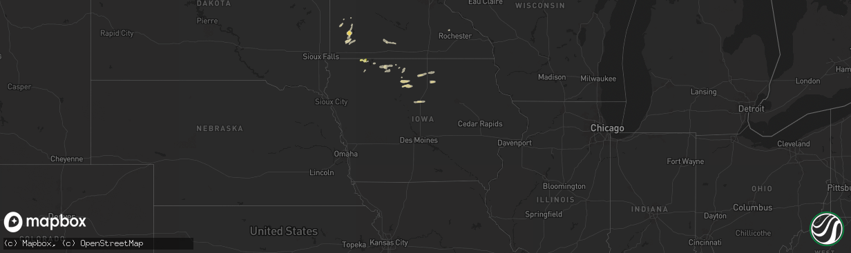 Hail map in Iowa on July 4, 2024