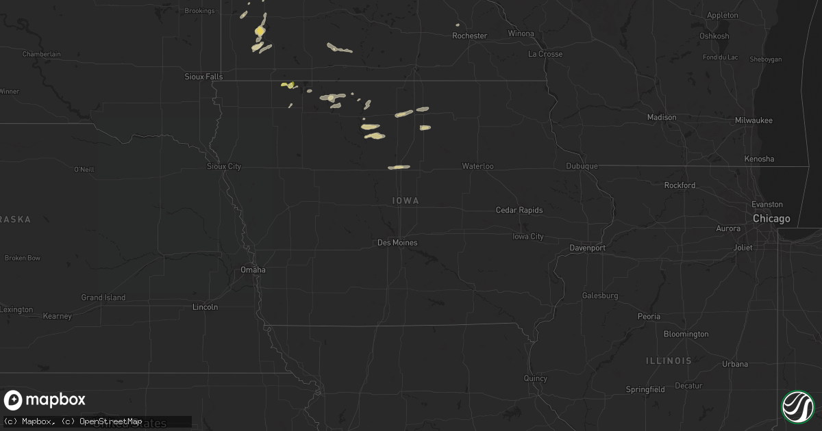 Hail map in Iowa on July 4, 2024