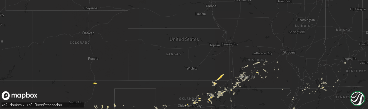 Hail map in Kansas on July 4, 2024