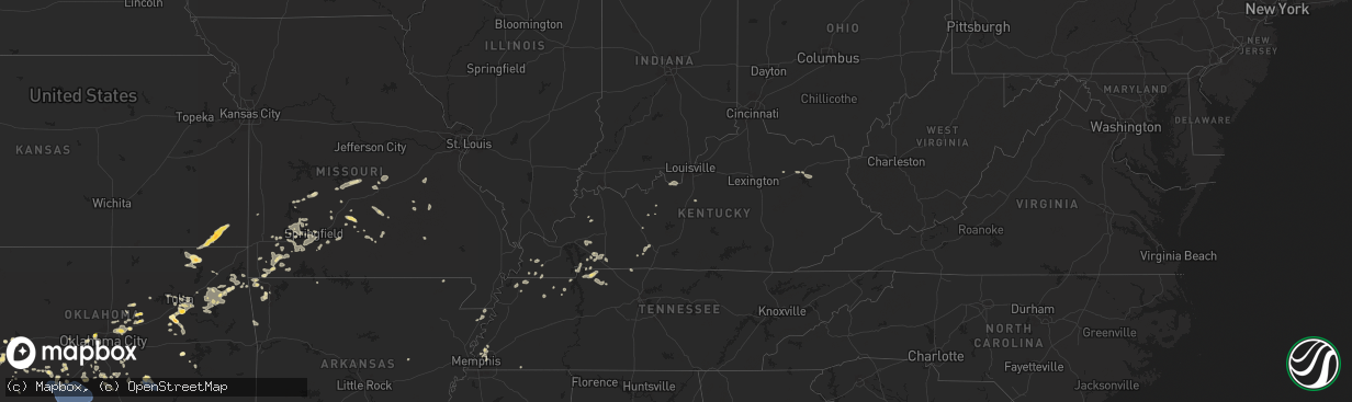 Hail map in Kentucky on July 4, 2024