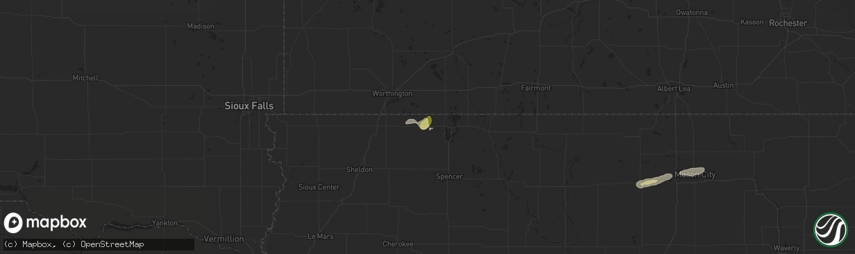 Hail map in Lake Park, IA on July 4, 2024