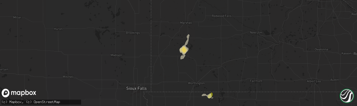 Hail map in Lake Wilson, MN on July 4, 2024