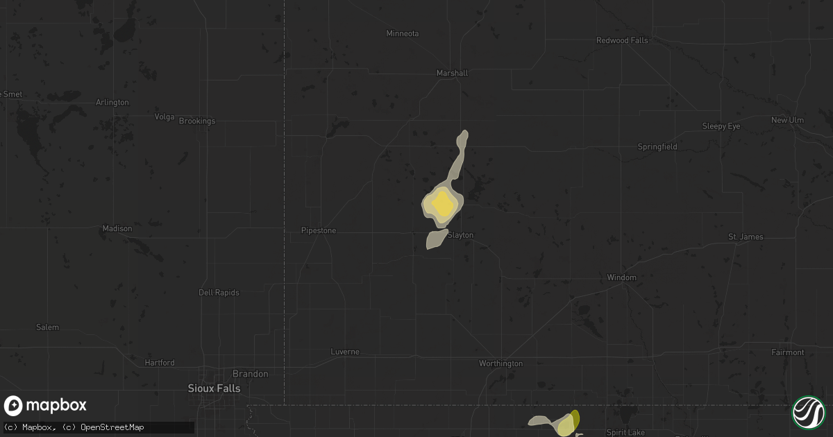 Hail map in Lake Wilson, MN on July 4, 2024