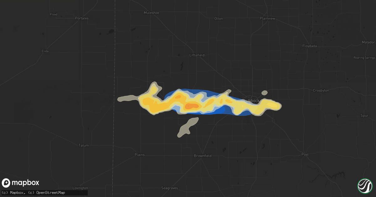 Hail map in Levelland, TX on July 4, 2024