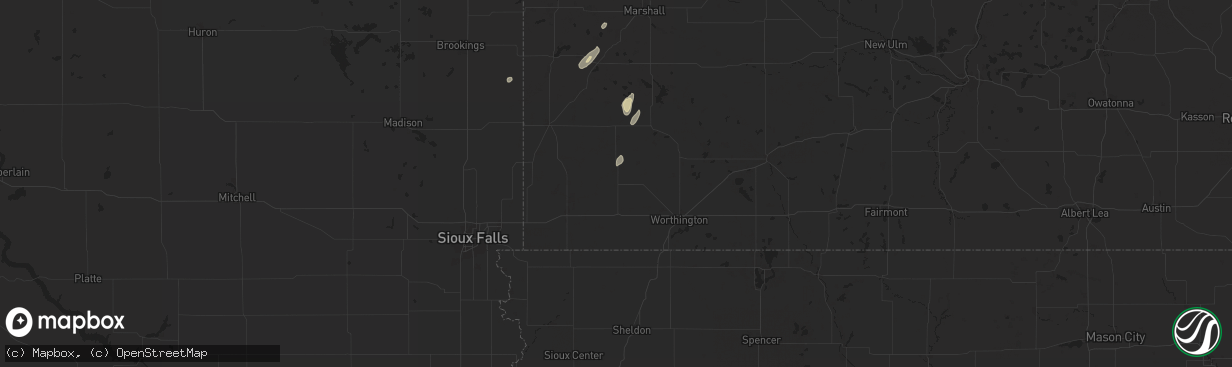 Hail map in Lismore, MN on July 4, 2024