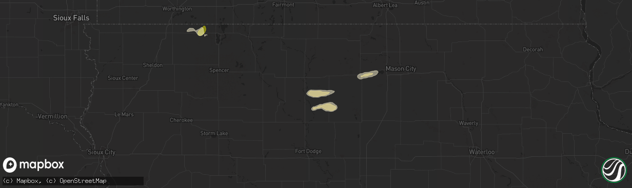 Hail map in Lu Verne, IA on July 4, 2024