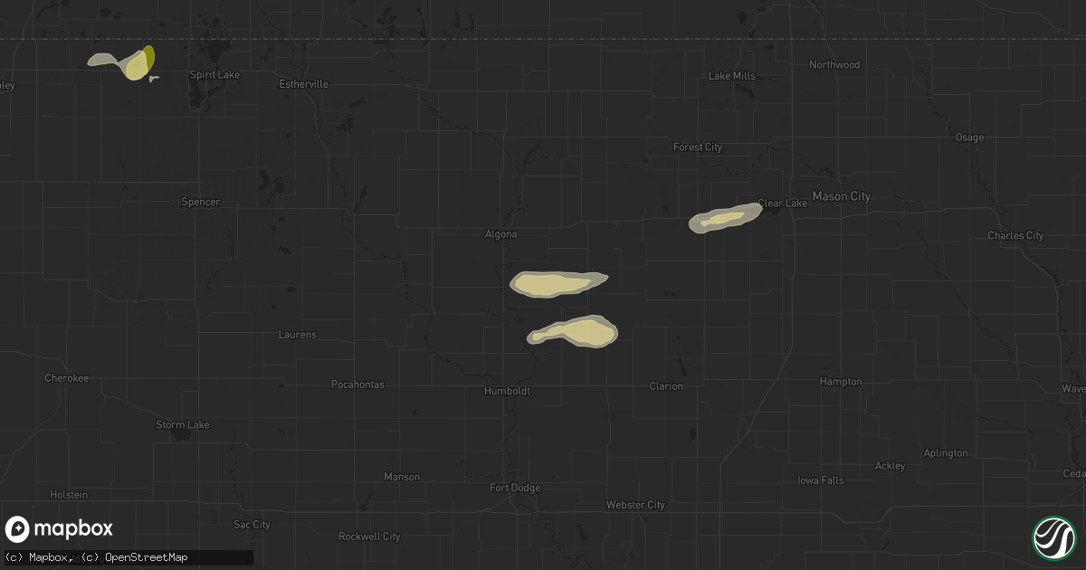 Hail map in Lu Verne, IA on July 4, 2024