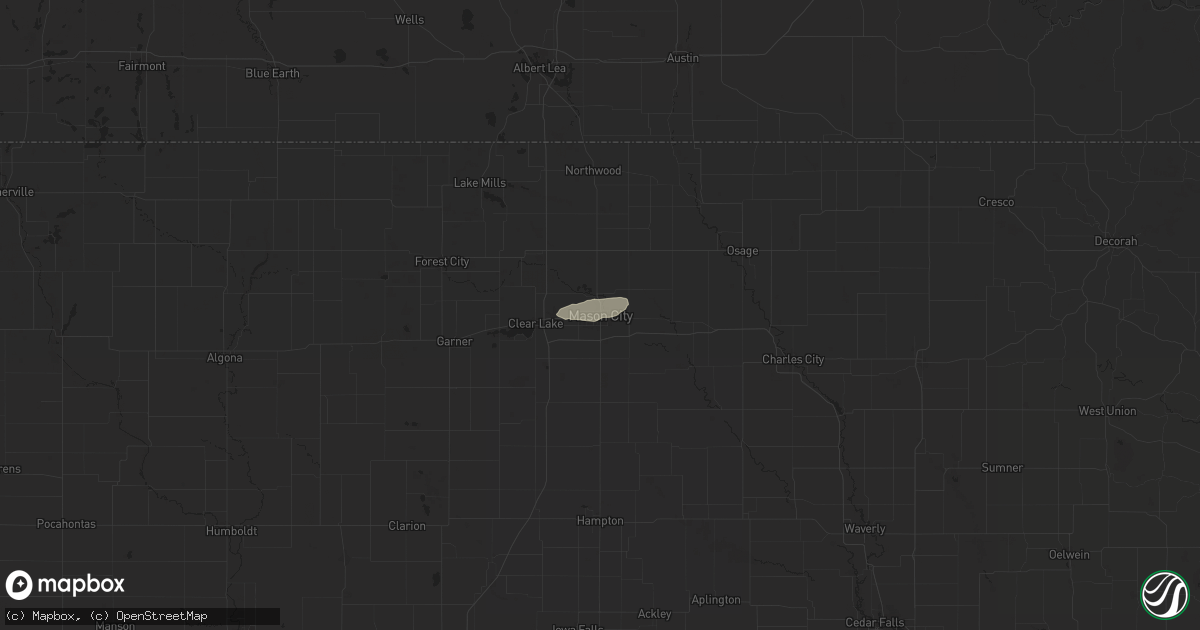 Hail map in Mason City, IA on July 4, 2024