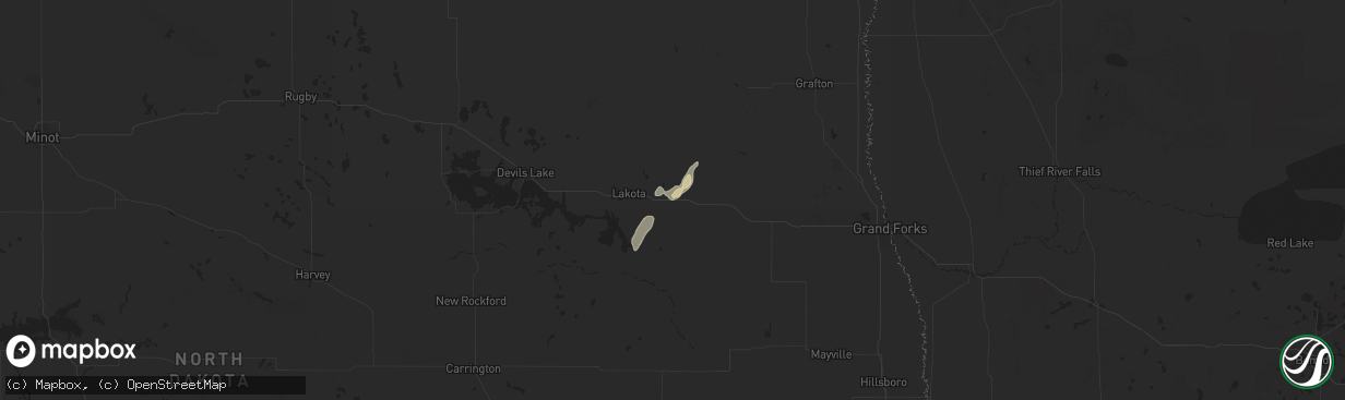 Hail map in Michigan, ND on July 4, 2024