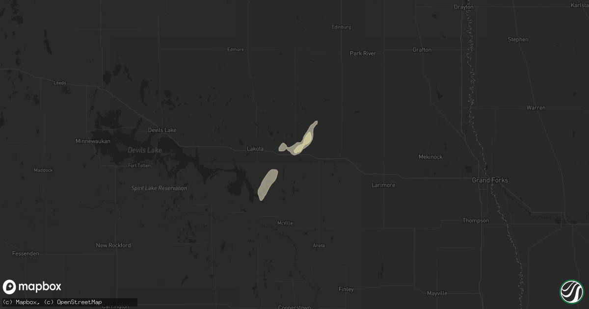 Hail map in Michigan, ND on July 4, 2024