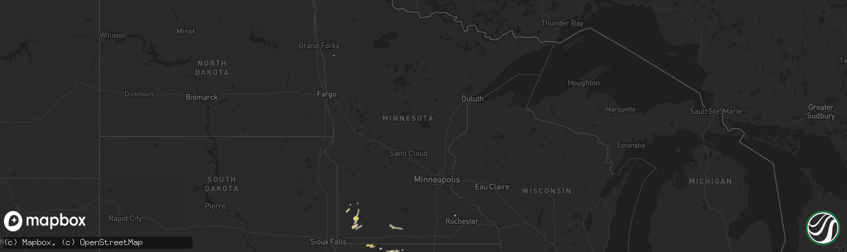 Hail map in Minnesota on July 4, 2024