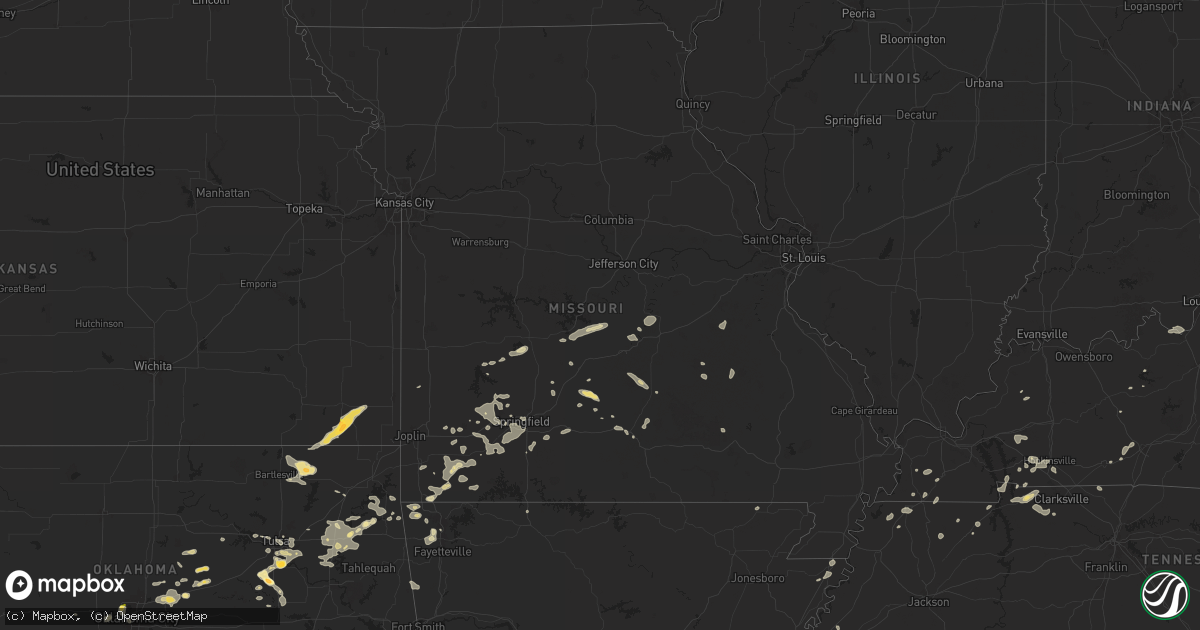 Hail map in Missouri on July 4, 2024