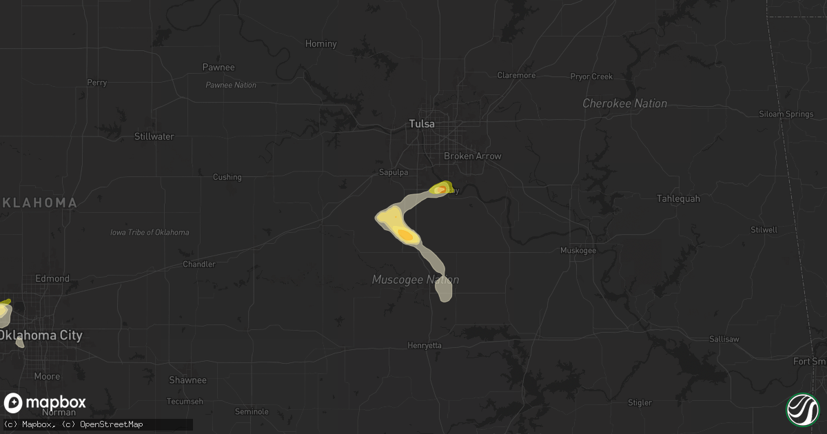 Hail map in Mounds, OK on July 4, 2024