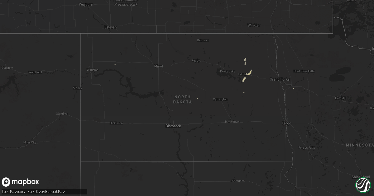 Hail map in North Dakota on July 4, 2024