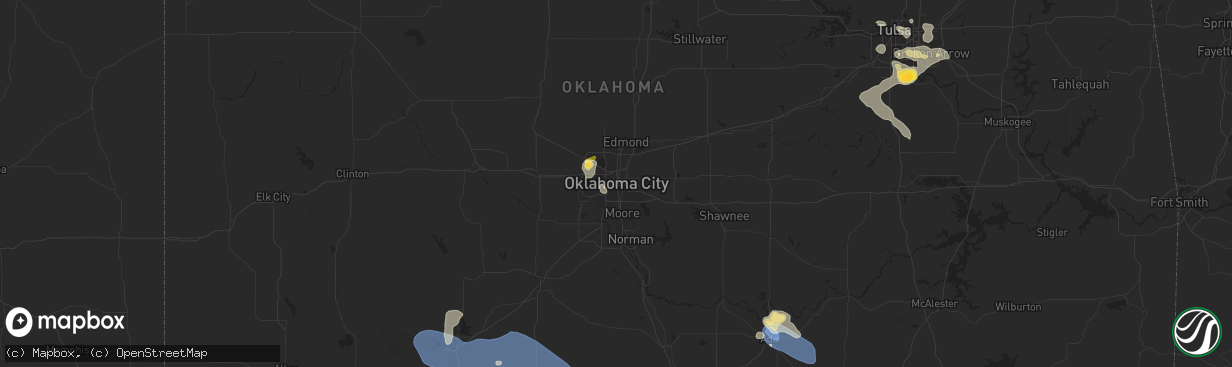 Hail map in Oklahoma City, OK on July 4, 2024