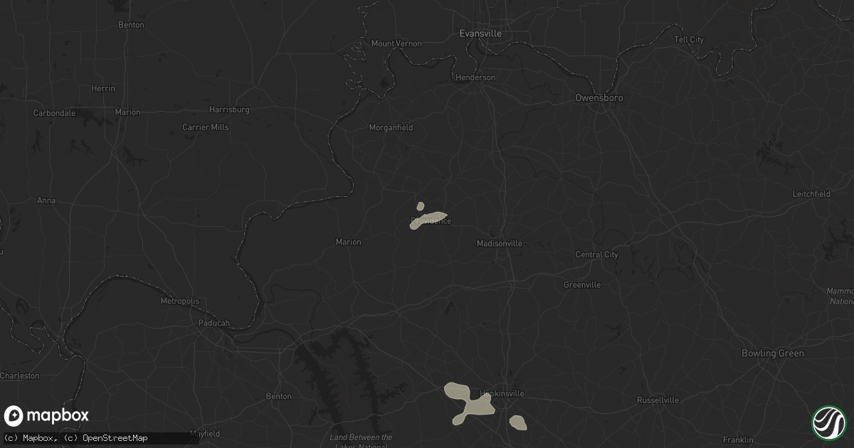 Hail map in Providence, KY on July 4, 2024
