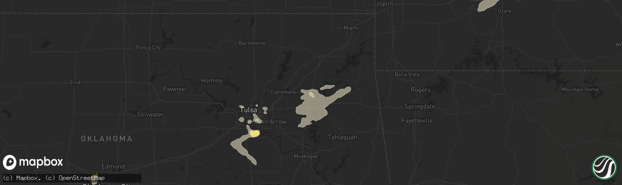 Hail map in Pryor, OK on July 4, 2024