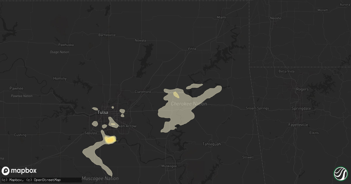Hail map in Pryor, OK on July 4, 2024