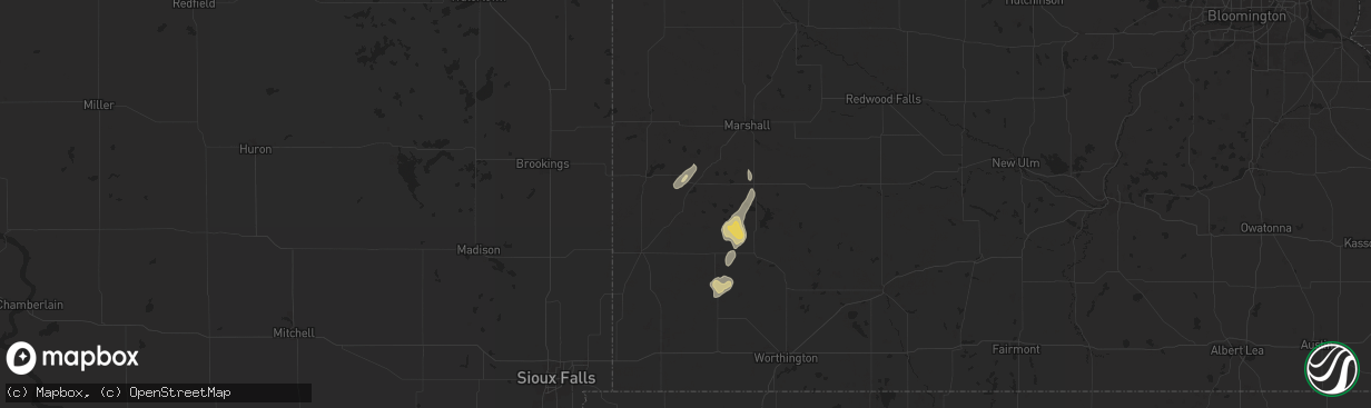 Hail map in Ruthton, MN on July 4, 2024