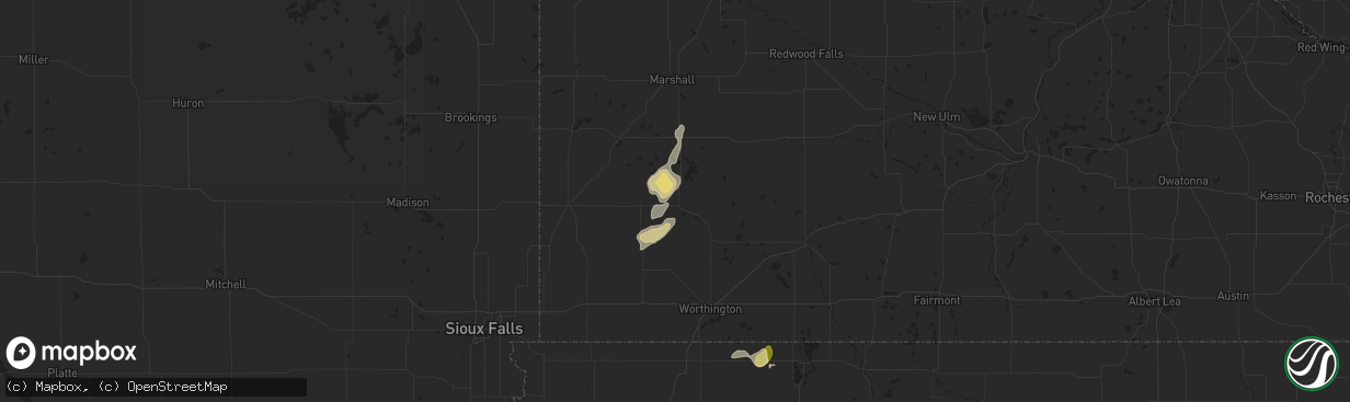 Hail map in Slayton, MN on July 4, 2024