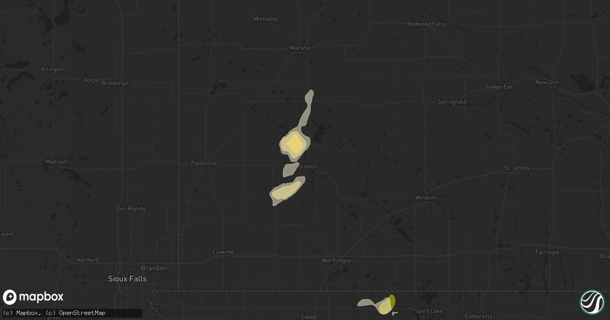 Hail map in Slayton, MN on July 4, 2024