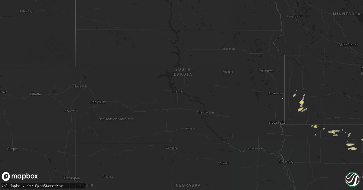 Hail map in South Dakota on July 4, 2024