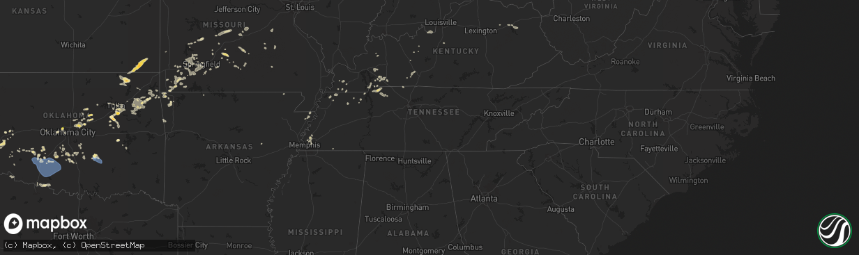 Hail map in Tennessee on July 4, 2024