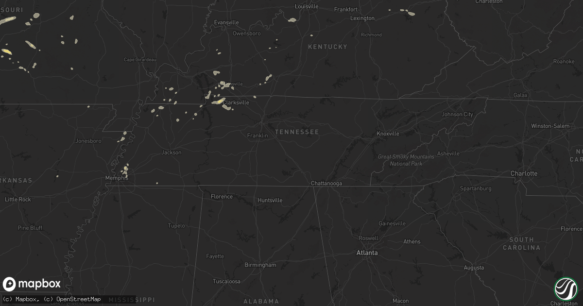 Hail map in Tennessee on July 4, 2024