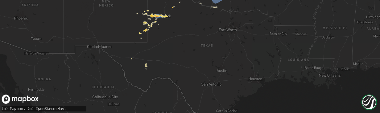 Hail map in Texas on July 4, 2024