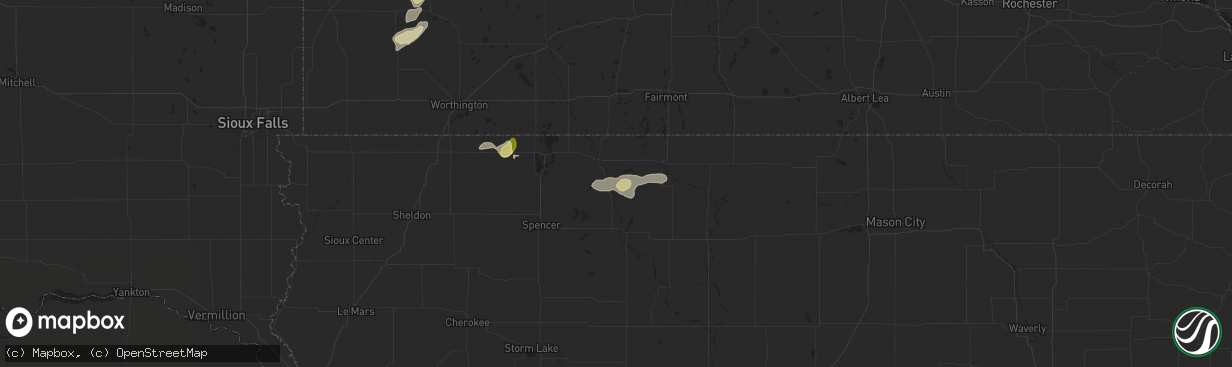 Hail map in Wallingford, IA on July 4, 2024