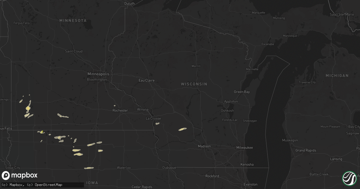 Hail map in Wisconsin on July 4, 2024