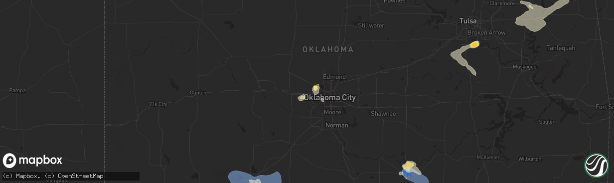 Hail map in Yukon, OK on July 4, 2024