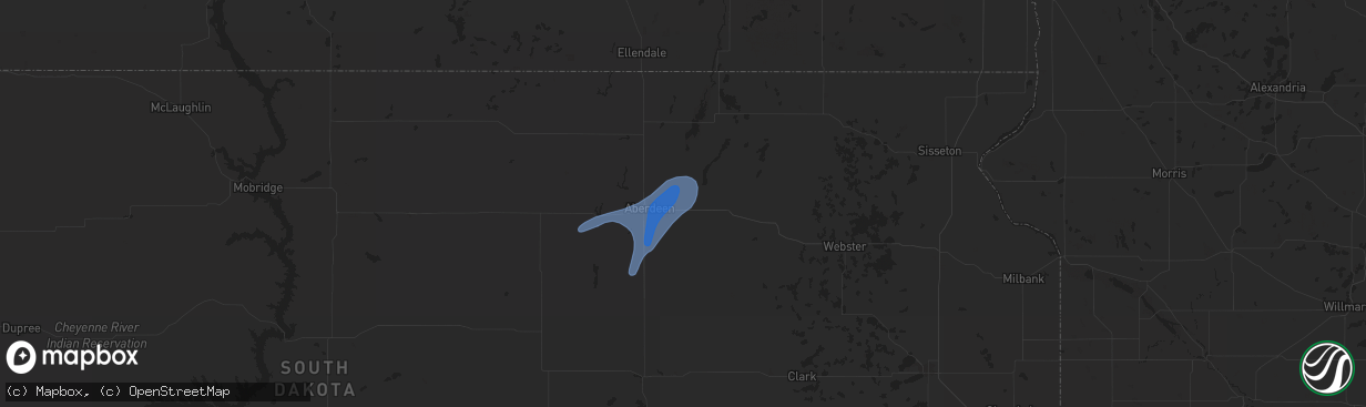 Hail map in Bath, SD on July 4, 2025