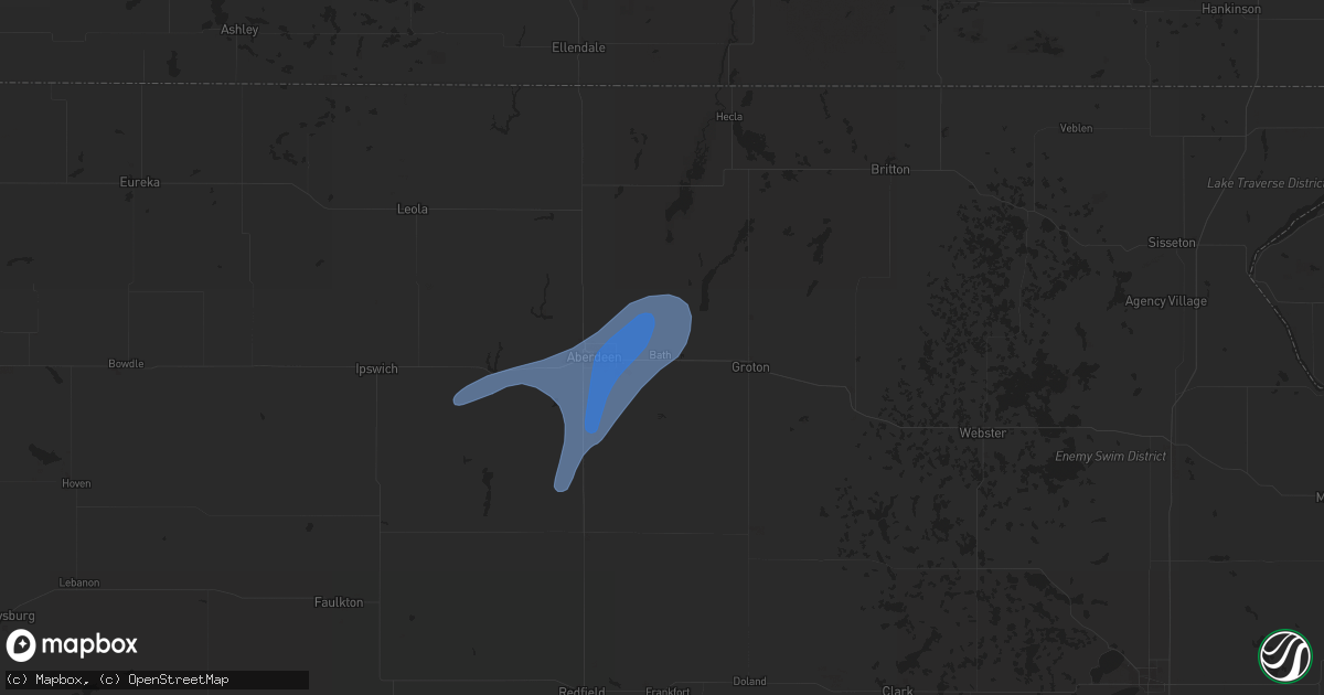 Hail map in Bath, SD on July 4, 2025