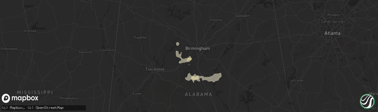 Hail map in Bessemer, AL on July 4, 2025