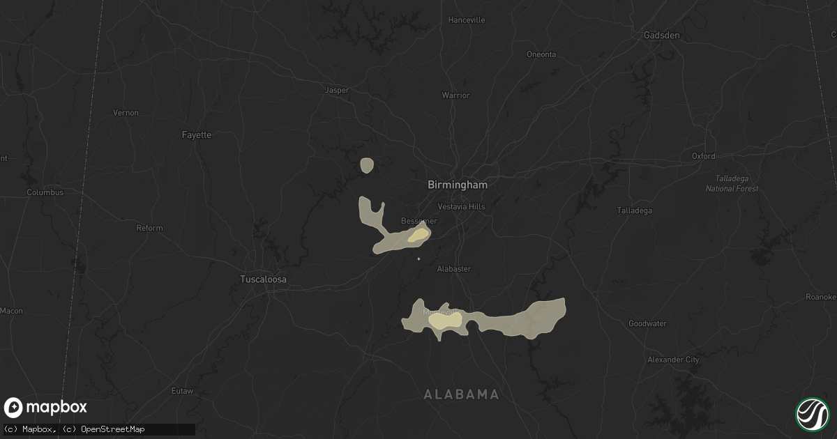 Hail map in Bessemer, AL on July 4, 2025