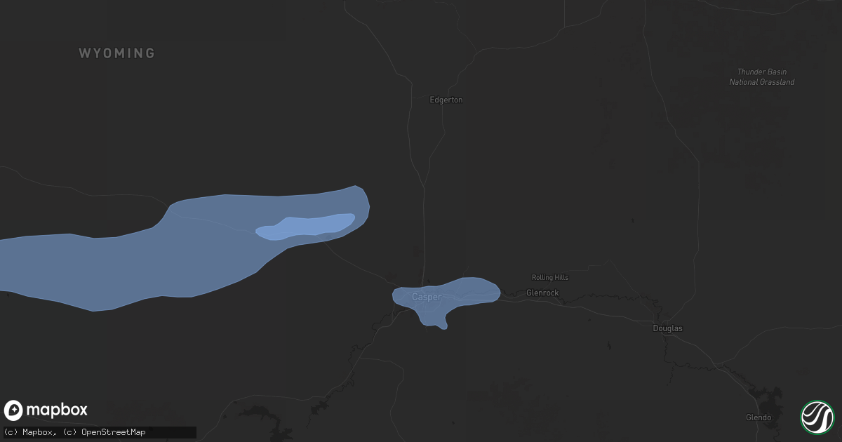 Hail map in Casper, WY on July 4, 2025